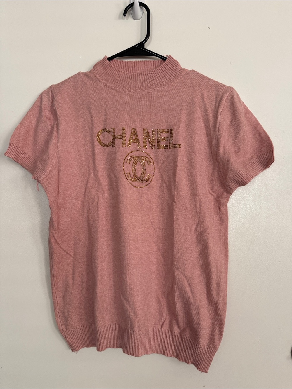 Soft Pink Short Sleeve Knit Top